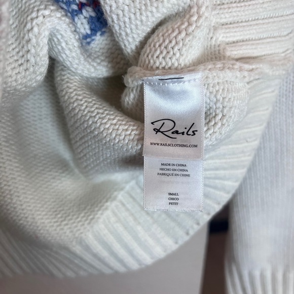 Rails Zoey Ivory Rainbow Stars Hearts Cotton Cashmere Knit Sweater Small 892-307 - Picture 5 of 6